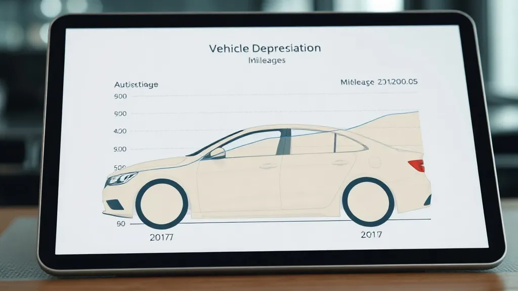 A professional clean line chart showing vehicle depreciation