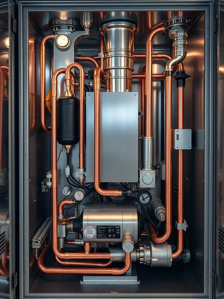 A technical diagram or photo of a high-efficiency furnace in